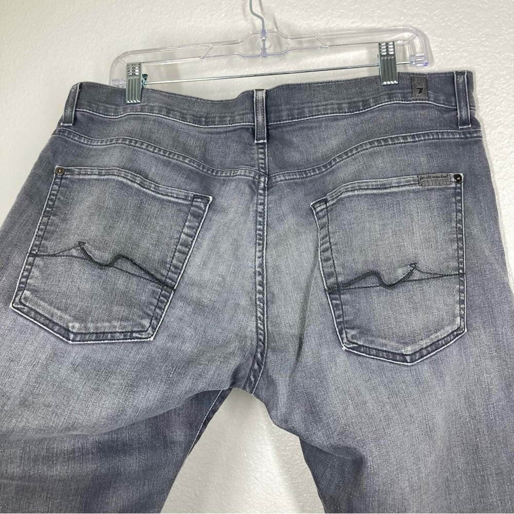 7 For All Mankind Slimmy Slim Fit Jeans Mens 34 In Gravel Gray Straight Leg - Picture 11 of 16